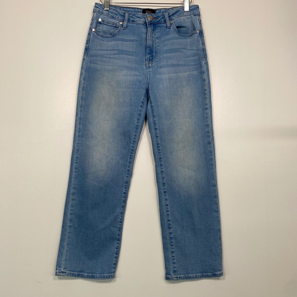 Quince Women Straight Jeans Size 28 Frosted Blue Stretch High Rise W-PNT-113